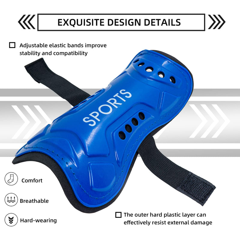 AITUSI Soccer Shin Guards for Kids Youth, Shin Pads and Long Soccer Socks for 3-15 Years Old Boys Girls Toddler Children Teenagers, Soccer Equipment for Football Games Shin Guards with Socks, Black + Blue Medium ( 3'9 - 4'6 Tall ) - BeesActive Australia