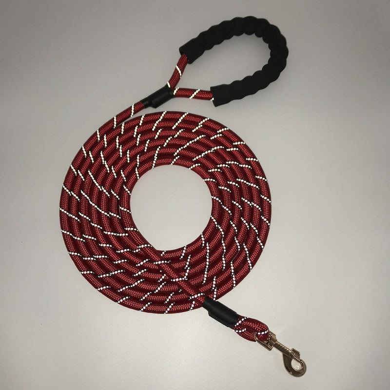 Shorven Nylon Strong Dog Rope Lead Reflective Training Dog Leash with Soft Handle 5-20 FT Long (Dia:0.5" 20FT) Red - BeesActive Australia