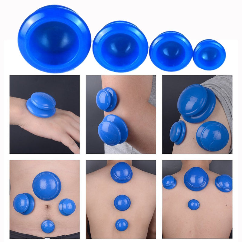 OFKPO 4PSC Different Size Suction Cupping Therapy Set Home Spa Cupping Massage Kit Rubber Cup Massage Kit For Body Massage And Pain Relief (Blue) - BeesActive Australia