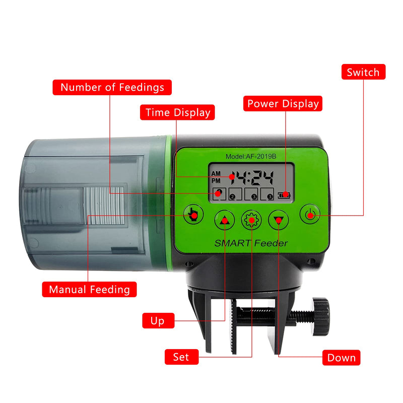 Smart Aquarium Mini Automatic Fish Feeder Vacation Auto Fish Tank Feeders with Timer Pet Feeding Dispenser LCD Fish Feeder Tool - BeesActive Australia