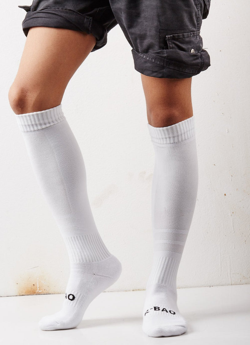 Men's Sports Athletic Compression Football Soccer Socks Over The Knee High Socks White - BeesActive Australia