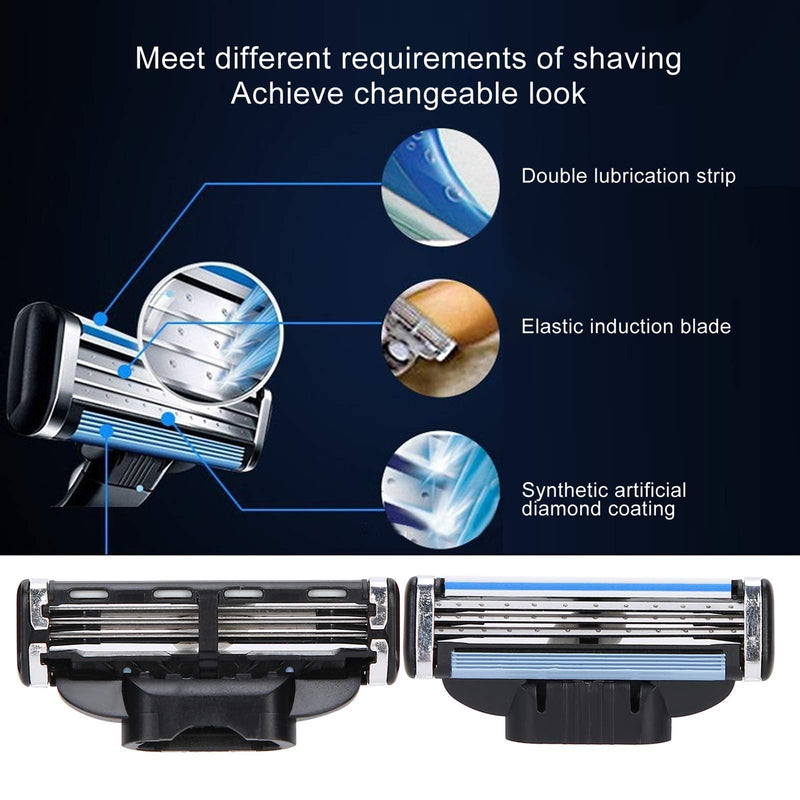 Razor Blade Refills, Manual Shaver Blade, Double Lubrication Strip 16Pcs 3 Layered Professional for Men Home Salon Shop - BeesActive Australia