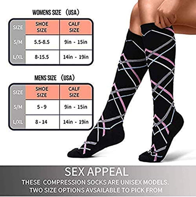 Cheeroyal 2-Pairs Compression Socks 20-30mmHg for Men Women Recovery Nurse Running Maternity Pregnancy Flight Travel Medical Sport 11+23 - BeesActive Australia