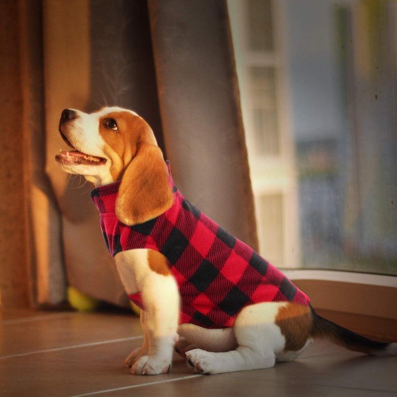 ASENKU Dog Sweater, Plaid Dog Fleece Vest, Soft Comfortable Pet Pajamas, Warm Winter Dog Shirt, Cold Weather Coat Jacket Pet Clothes for Small & Medium Dog Breeds Red - BeesActive Australia