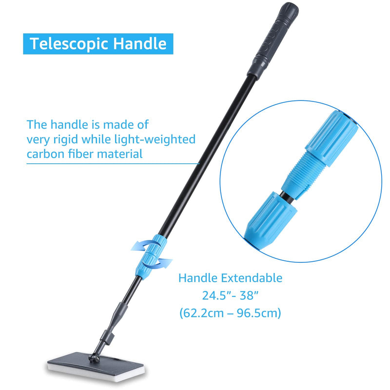 AquaMiracle 6 in 1 Aquarium Cleaning Tool Kit Fish Tank Cleaning Kit for 20-160 Gallon Tank with Telescopic Long Handle, Algae Scraper, Scrubber Pads, Tube Cleaner, Fish net, Gravel Rake - BeesActive Australia