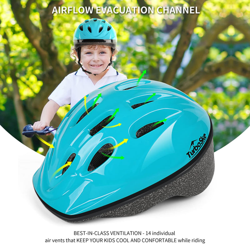 TurboSke Toddler Kids Bike Helmet, Multi-Sport Helmet Size Adjustable for Boys and Girls Aqua Blue Small: 48-52cm/18.8"-20.5" - BeesActive Australia