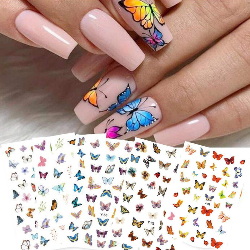 Butterfly Nail Art Decal Flower Nail Art Decor Sticker Water Transfer DIY Nail Art Sticker Manicure Tools New Design Decoration - BeesActive Australia