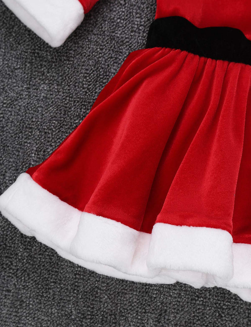 [AUSTRALIA] - inlzdz Kids Girls Christmas Santa Costume Fancy Dress up Long Sleeves Keyhole Back Ice Figure Skating Leotard Dress 12 