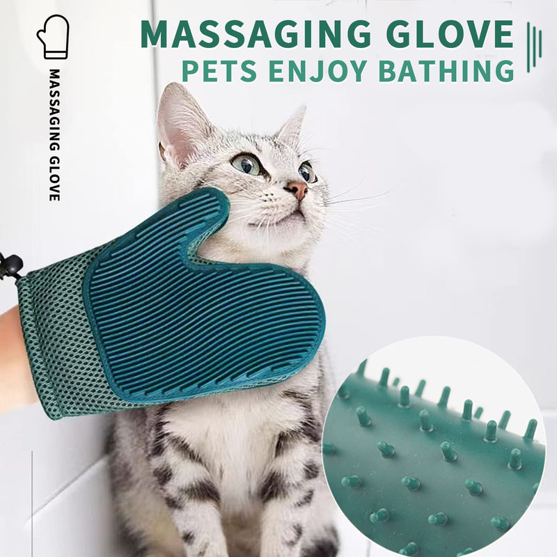 Mollypaws 2 in 1 Cat Hair Glove & Pet Fur Remover Glove, Dog Grooming Glove Brush for Shedding, Massage, Efficient Pet Hair Remover Mitt for Uproot Cleaner Clothes, Couch, Carpet Blue - BeesActive Australia