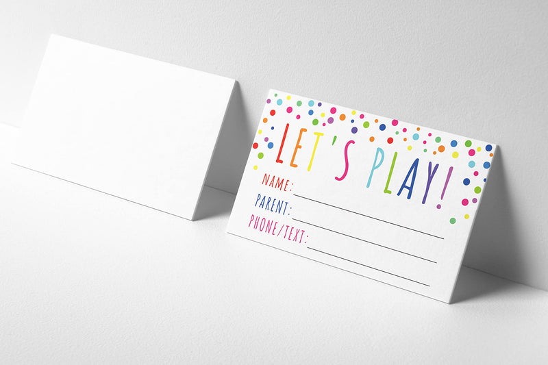 Let's Play Card Play date cards for kids Kids Calling Cards Keep in touch cards Mommy Contact card Pack of 100 - BeesActive Australia