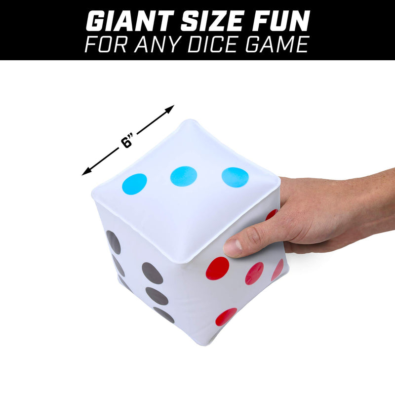 [AUSTRALIA] - GoSports Giant 6" Inflatable Dice 6 Pack with Tote Bag and Dry Erase Scoreboard for Rollzee and Farkle Games - 6" Jumbo Size 