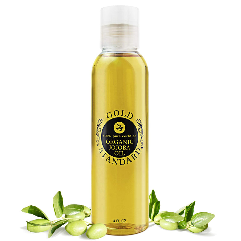 Organic Jojoba Oil 4 Ounce Pure Golden Cold Pressed Unrefined No Hexane Moisturizer for Face Skin Body Hair Nails Carrier Base Oil by Gold Standard - BeesActive Australia