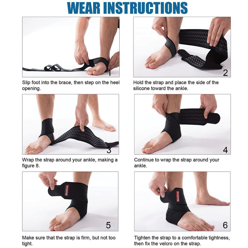 Dualeco Ankle Support 1 Pair, Adjustable Ankle Support Brace for Women/Men/Kids, Elastic Compression Ankle Strap, Ankle Support for Sprained Ankle/Ligament Damage/Achilles Tendon/Weak Ankles/Sports Black-2 pcs - BeesActive Australia
