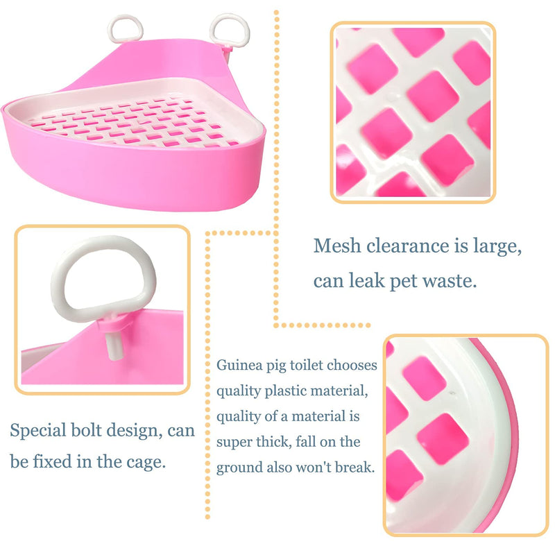 Hamiledyi Small Animals Triangle Toilet, Guinea Pig Litter Box Plastic Bolt Lock Trainer Corner Pee Tray Toilet for Hamster Gerbil Bunny Ferret Chinchilla Hedgehog Pink - BeesActive Australia
