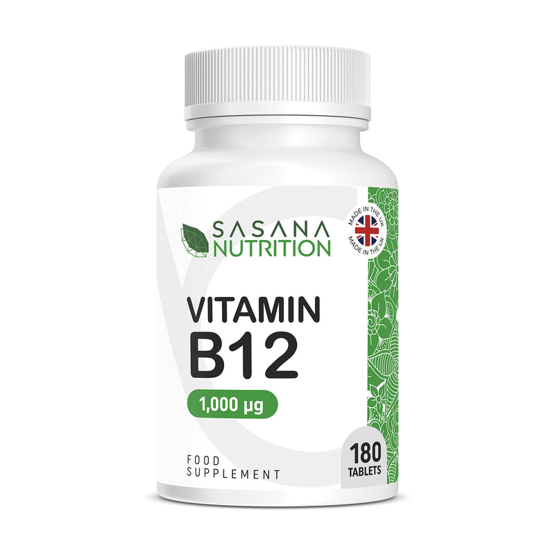 Sasana Nutrition Vitamin B12 Tablets High Strength 1000mcg - 180 Vegan/Vegetarian Tablets 6 Months Supply � B12 Vitamin Manufactured in The UK - BeesActive Australia