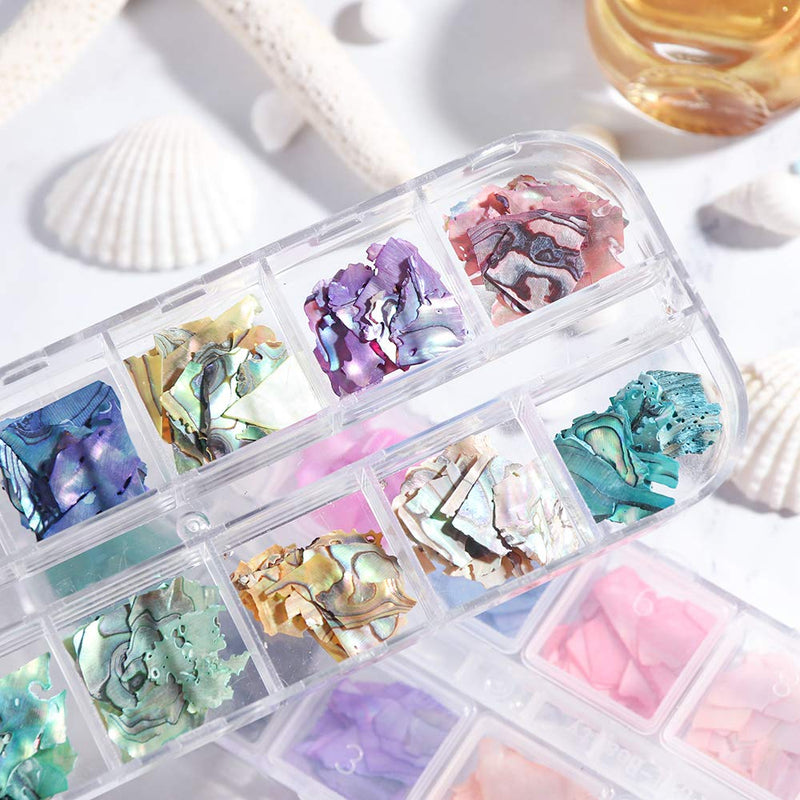 Irregular Abalone Seashell Slices, 3D Nail Art Shell Piece Nail Art Decorations UV Gel Flake Mermaid Nail Sequins - BeesActive Australia