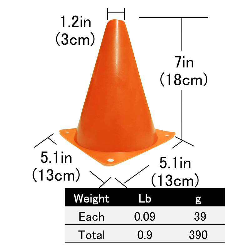 WOWGEEK 7 Inch Plastic Sport Training Traffic Cone 10 Traffic Safety Cones Sign Sport Soccer Football Training Cones Orange - BeesActive Australia