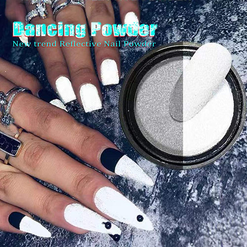 High Reflection Nail Dipping Powder - ASTRYAS Nail Clubbing Reflective Powder, Disco Nails Powder 3.5g Super Glitter Bright, Party Nightclub For Nail Art Decoration - Gray Black powder with High reflection - BeesActive Australia