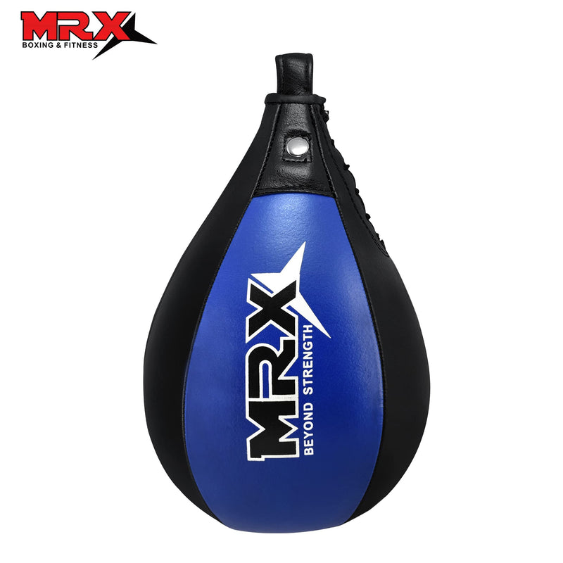 MRX Speed Punching Bags Genuine Leather MMA Training Speed Bag Muay Thai SpeedKills Punching, Dodge Striking Bag for Workout Pro Boxing Bag for Home Gym Kids, Men, Women Black Blue - BeesActive Australia