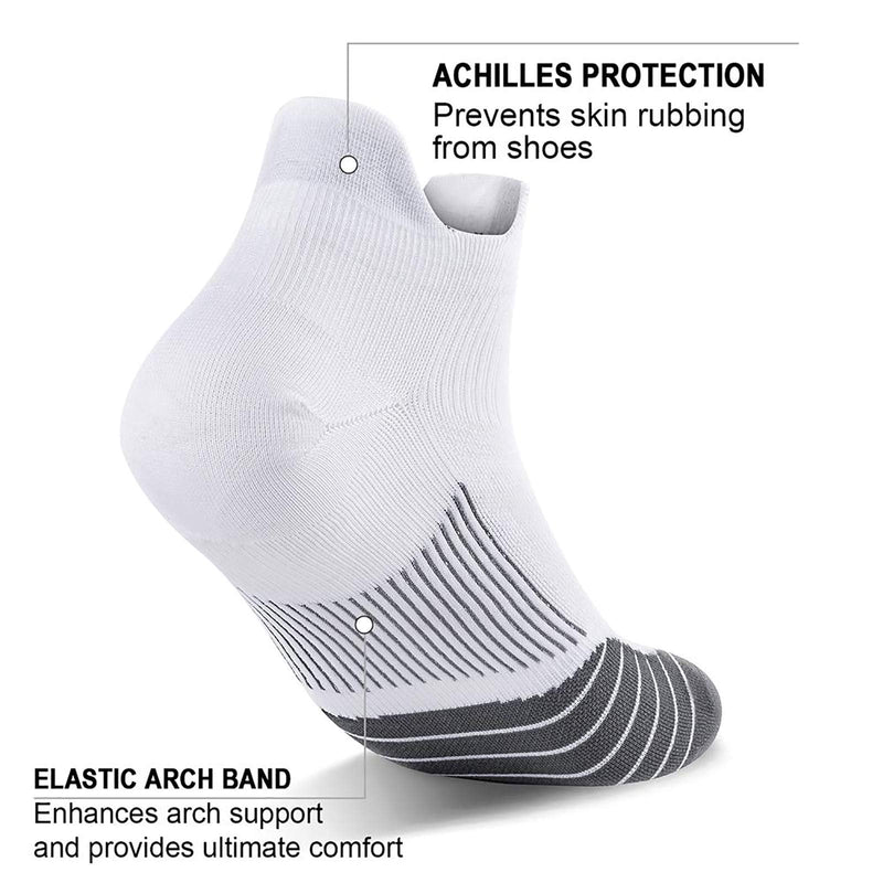 PAPLUS Ankle Compression Sock for Men and Women 2/4/6 Pairs, Low Cut Compression Running Sock with Ankle Support New White(6 Pairs) Small-Medium - BeesActive Australia