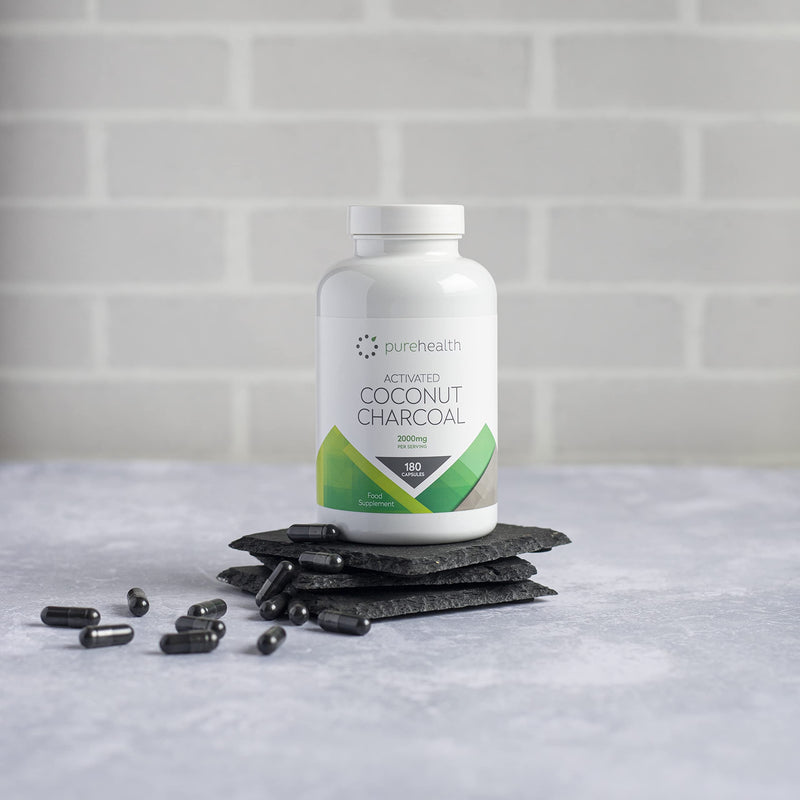 Activated Coconut Charcoal Capsules 2000mg Daily Serving | No Fillers/Bulking Agents | 180 Vegan Capsules | Non GMO Coconut for Bloating, Gas, Digestion, Flatulence | Natural Relief | Supplement - BeesActive Australia