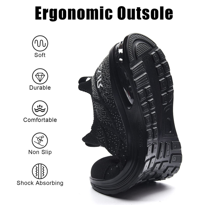 IIV Mens Air Running Shoes Casual Tennis Walking Althletic Gym Fashion Lightweight Slip On Sneakers 9 Black - BeesActive Australia