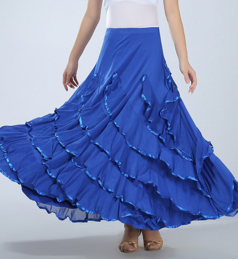 [AUSTRALIA] - ZLTdream Social Waltz Dancing and Ballroom Dance Long Swing Skirt One Size Dark Blue 