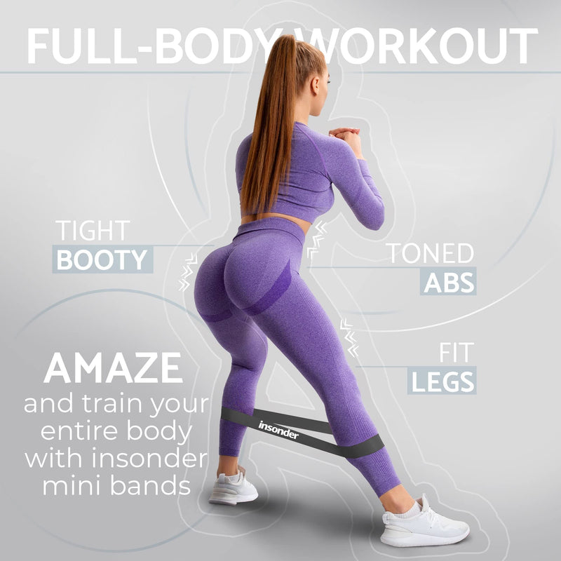 Resistance Bands Set - Mini Loop Bands (5X) for Leg Exercise, Fitness, Workout, Booty, Therapy Insonder Blue Set - BeesActive Australia