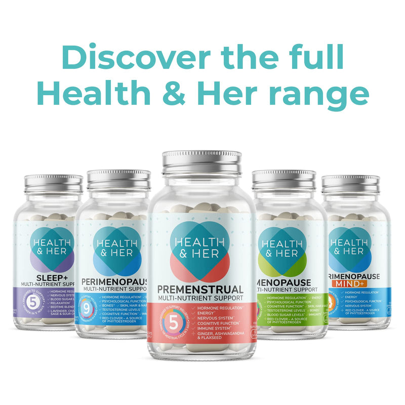 Health & Her Premenstrual Supplements for Women - PMS Support for Menstrual Wellbeing - Supports Hormone Regulation, Energy, Nervous System, Cognitive Function & Immune System (1 Month- 60 Tablets) 60 Count (Pack of 1) - BeesActive Australia