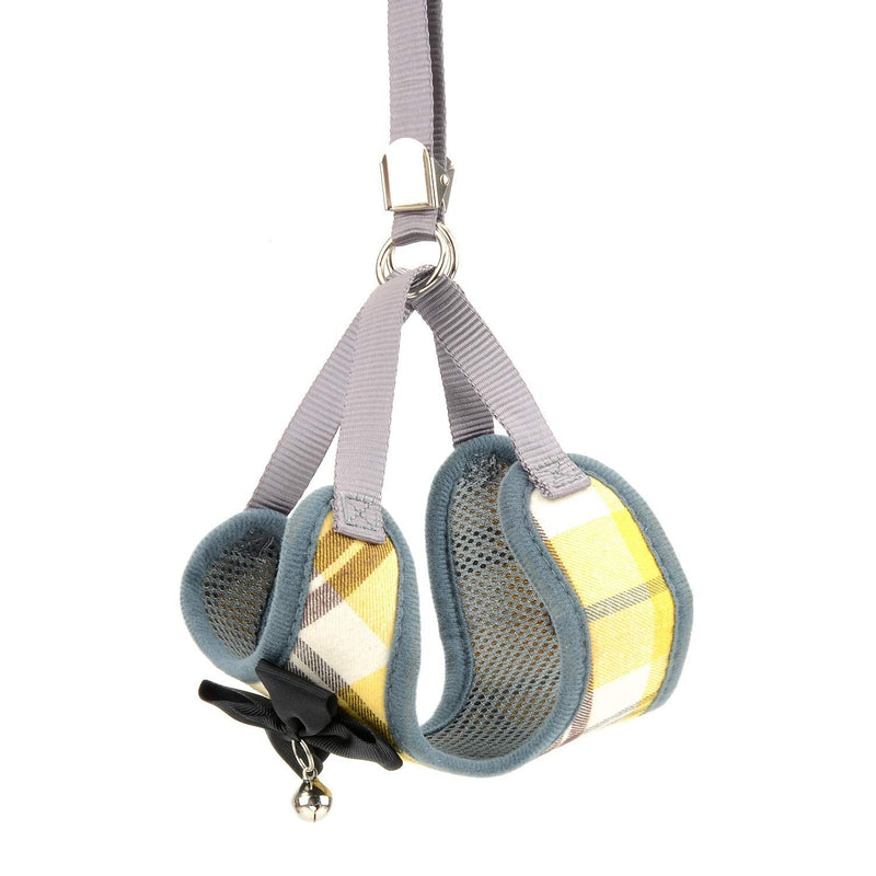 SELMAI Plaid Puppy Harness and Leash for Small Medium Dogs No Pull Soft Mesh Padded Adjustable Cat Vest for Walking Leads S:Bust:23-42cm/9-16.5",for 2.2-6.6Lbs Yellow Plaid - BeesActive Australia
