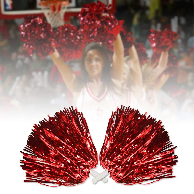 [AUSTRALIA] - Comicfs 12 PCS Cheerleading Pom Poms Sports Dance Cheer Plastic Pom Pom for Sports Team Spirit Cheering, Party Dance Sports Metallic Foil- Red 