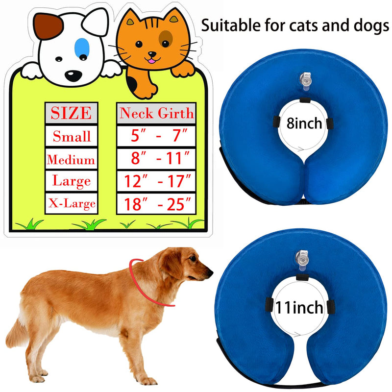 VCTERFK Soft Dog Cone Collar for Large Medium Small Dogs and Cats After Surgery, Inflatable Dog Neck Donut Collar,Inflatable Cat Cone Collar,E-Collar for Dogs Recovery, Dog Cones Alternative Medium (Neck Girth: 8"-11") Blue - BeesActive Australia