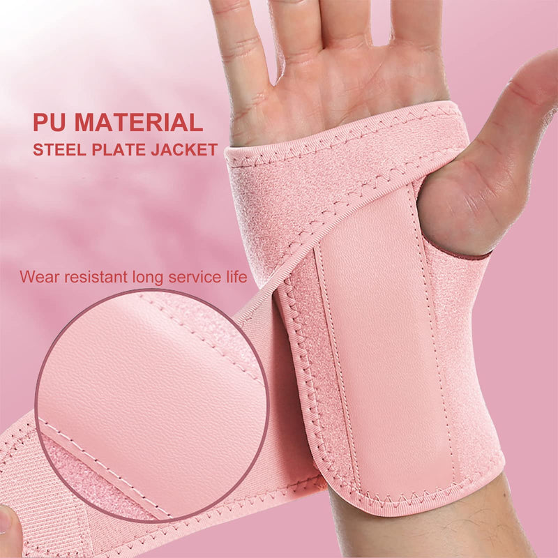 yeloumiss Wrist Splint Support Brace Compression Wrist Brace Elastic Adjustable Carpal Tunnel Support with Metal Strip for Sports, Fitness, Arthritis, Tendonitis One Size Single (Right Hand, Pink) Right Hand - BeesActive Australia