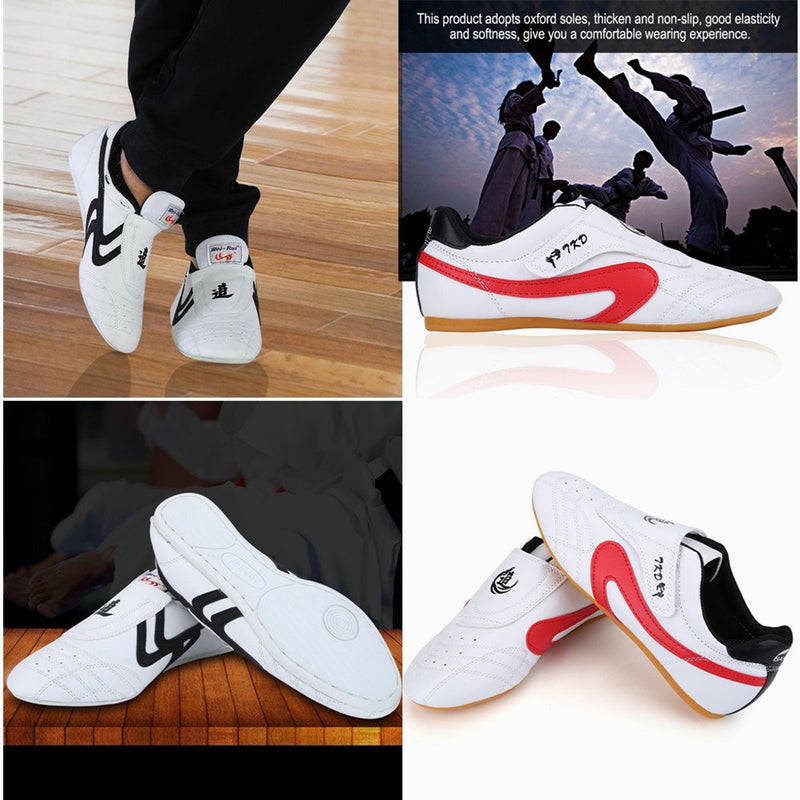 [AUSTRALIA] - Taekwondo Shoes Martial Arts Sneaker Boxing Karate Kung Fu Tai Chi Shoes Black Stripes Sneakers Lightweight Shoes 36 Red 