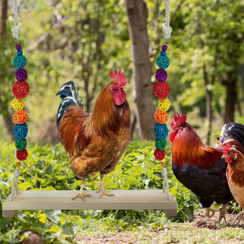 Chicken Swing,Chicken Perch,Wood Stand for Chick,Ladder Toys for Bird,Handmade Coop Swing for Chicken Bird,Parrot,Hens,Small Parakeets,Cockatiels,Macaws,Large Pet, Safe and Relief of Stress - BeesActive Australia