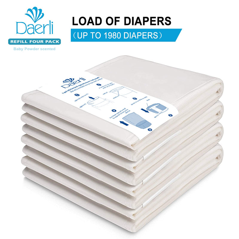 Nappy Disposal Bin Liners，Compatible With All Korbell Classic Diaper Pail, Each pack 16 Litre Holds up to 1980 Diapers (4 Pack) - BeesActive Australia