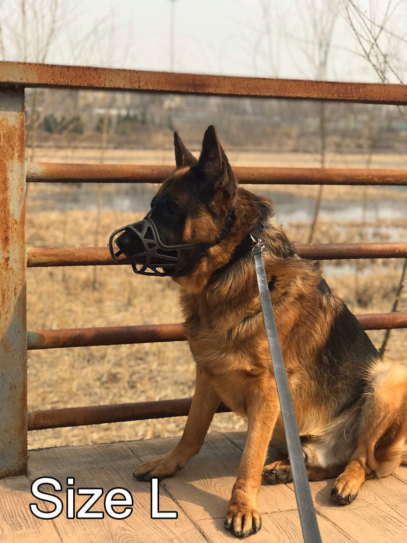 Dog Muzzle, Breathable Basket Muzzle to Prevent Barking, Biting and Chewing, Humane Muzzle for Small, Medium, Large and X-Large Dogs L Black - BeesActive Australia
