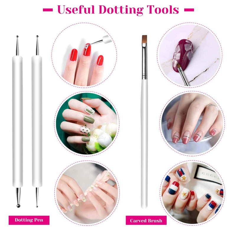 Anezus 45 Pcs Nail Art Supplies Set Nail Art Design Tools Kit Includes Nail Rhinestones, Nail Transfer Foil, Flake Chip Foil, Nail Brushes and Dotting Pen - BeesActive Australia