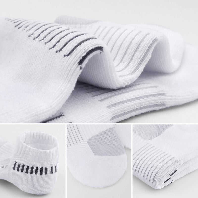 [AUSTRALIA] - BERING Men's Athletic Cushioned Running Socks (6 Pack) Shoe Size 8-10 White 