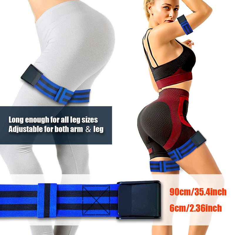 ROSYQUARZ Booty Bands, Blood Flow Restriction Bands for Women/Men, Adjustable BFR Training Bands for Glutes & Hip Building, Occlusion Resistance Bands for Exercising Butt, Squat, Thigh, Arms (2 Pack) blue - BeesActive Australia