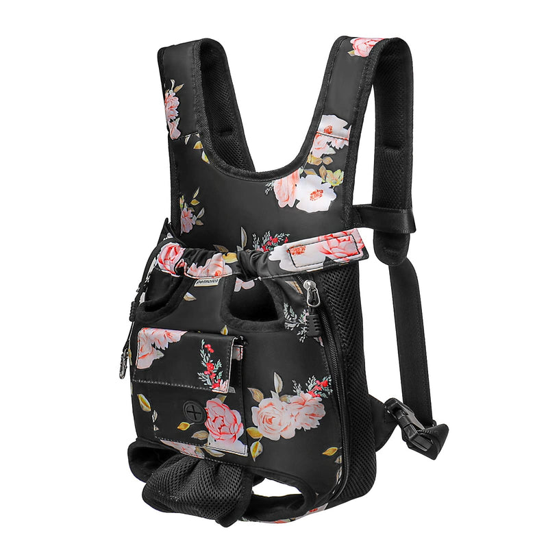 Petmolico Pet Dog Carrier Backpack, Adjustable Dog Legs-Out Front Backpack, Hands-Free Cat Pup Front Carrier Travel Bag, Easy-fit for Traveling Hiking for Small Medium Dogs Pink Rose - BeesActive Australia