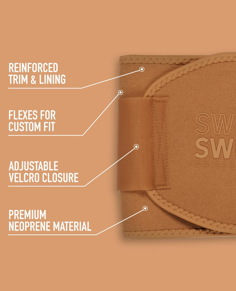 Sweet Sweat Toned Waist Trimmer for Women and Men - Premium Waist Trainer Belt to help 'Tone' your Stomach! Small Clay - BeesActive Australia