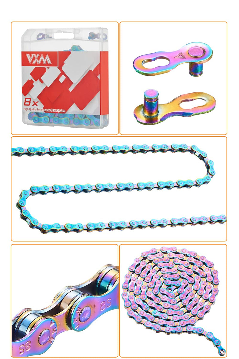 6/7/8 Speed Bike Chain Rainbow Chain for Bike 1/2" x11/128 116 Links Lightweight Bicycle Chain?Bike Chains MTN BTX MTB Mountain Bike Road Bicycle Chain 8 - BeesActive Australia