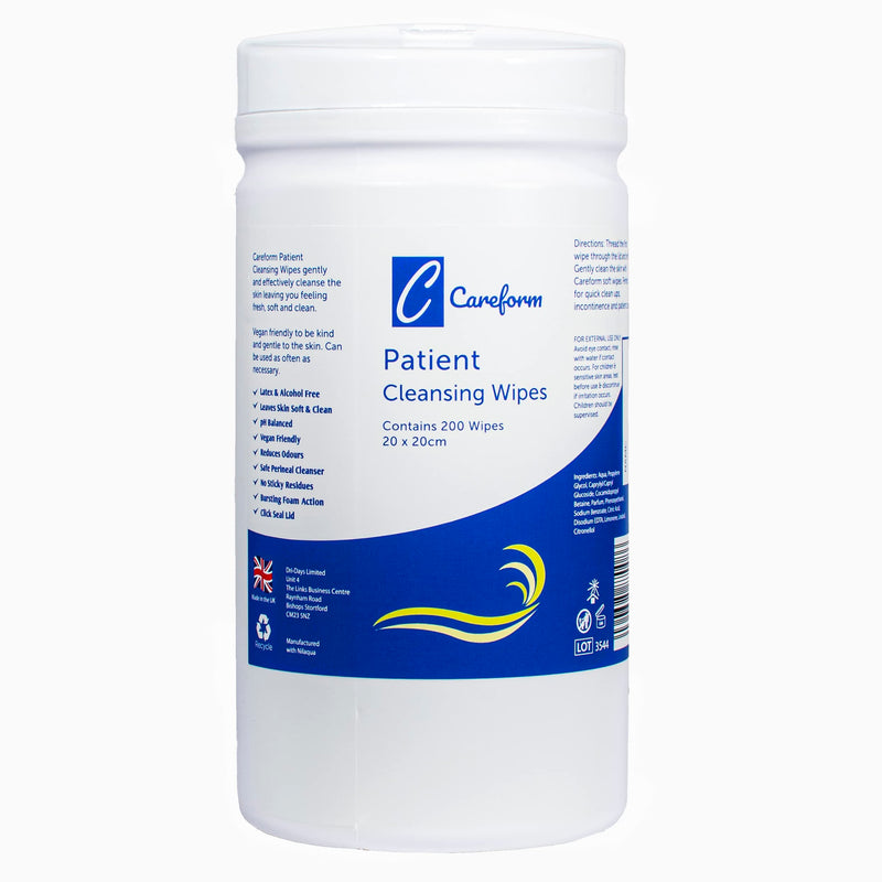Careform Large Patient Cleansing Adult Wet Wipes - Full Body Wipes No Rinsing Required - 200 Wipes - BeesActive Australia