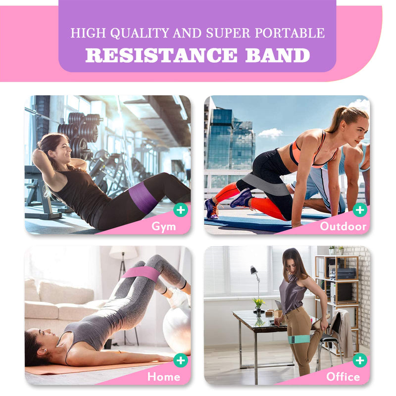 Fabric Resistance Bands for Working Out, 5 Levels Booty Bands for Women Men, Cloth Workout Bands Resistance Loop Exercise Bands for Legs Butt at Home Fitness, Yoga, Pilates Green/Pink/Purple/Grey/Black - BeesActive Australia