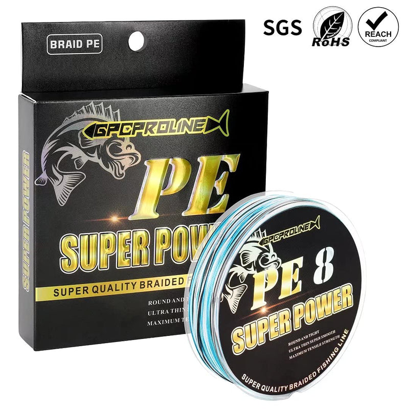 GPCPROLINE Braided Fishing Line PE 4 8 - Abrasion Resistant - Fade Resistant - Cast Longer - Thinner & Smooth - Camo Blue, Camo Green, Green - 10LB/15LB/20LB/30LB/50LB/80LB/100LB for Saltwater Fishing 50LB/1097 Yds(1000M)/8 Strands - BeesActive Australia