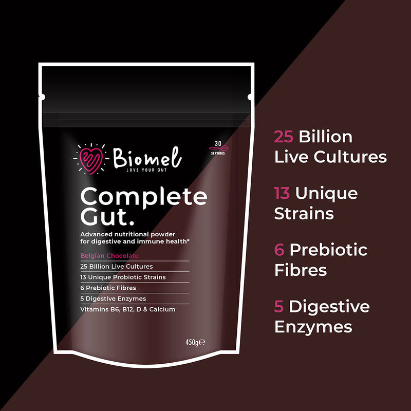 Biomel Complete Gut | Probiotic + Prebiotic | 30 Servings (Belgian Chocolate) Belgian Chocolate - BeesActive Australia