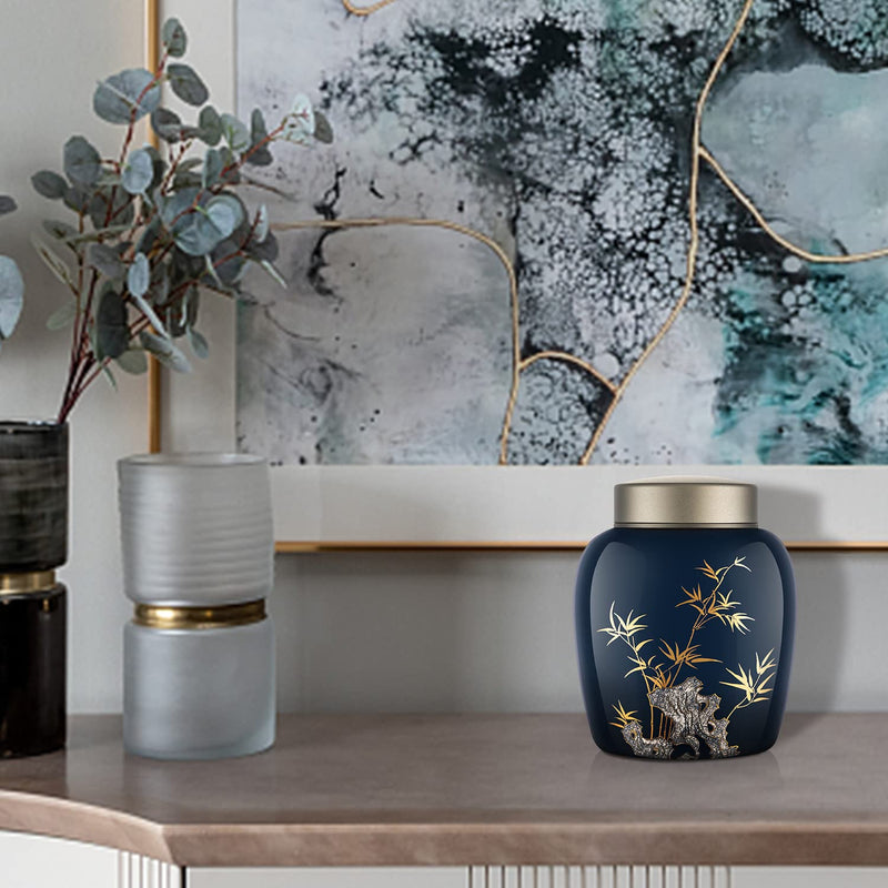 NEWDREAM Urns for Human Ashes Urns for Cat Urns,Pet Urns for Cat Ashes,Cat Urns for Ashes Animal Urns for Ashe Pet Cremation Urn (Blue Clivia) Black Bamboo - BeesActive Australia