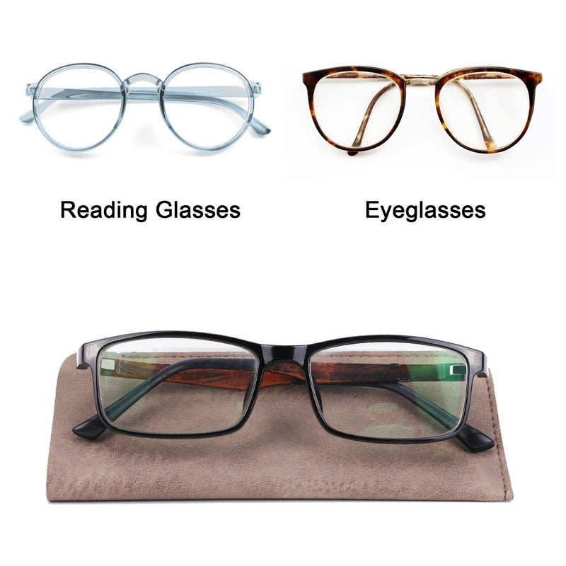 Hifot Leather Eyeglasses Case 3 Pack, PU Leather Soft Reading Glasses Pouch Spectacles Bag for Women Men Kids - BeesActive Australia