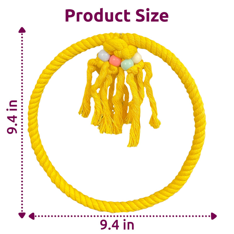 SIMENA Cotton Rope Bird Swing for Bird Cage, Hanging Bird Perch Parrot Toys, Bird Cage Accessories for Medium to Large Birds Including Parakeets, Cockatiels, Conures, etc. (Large (9.5" Yellow) Large 9.5" - BeesActive Australia